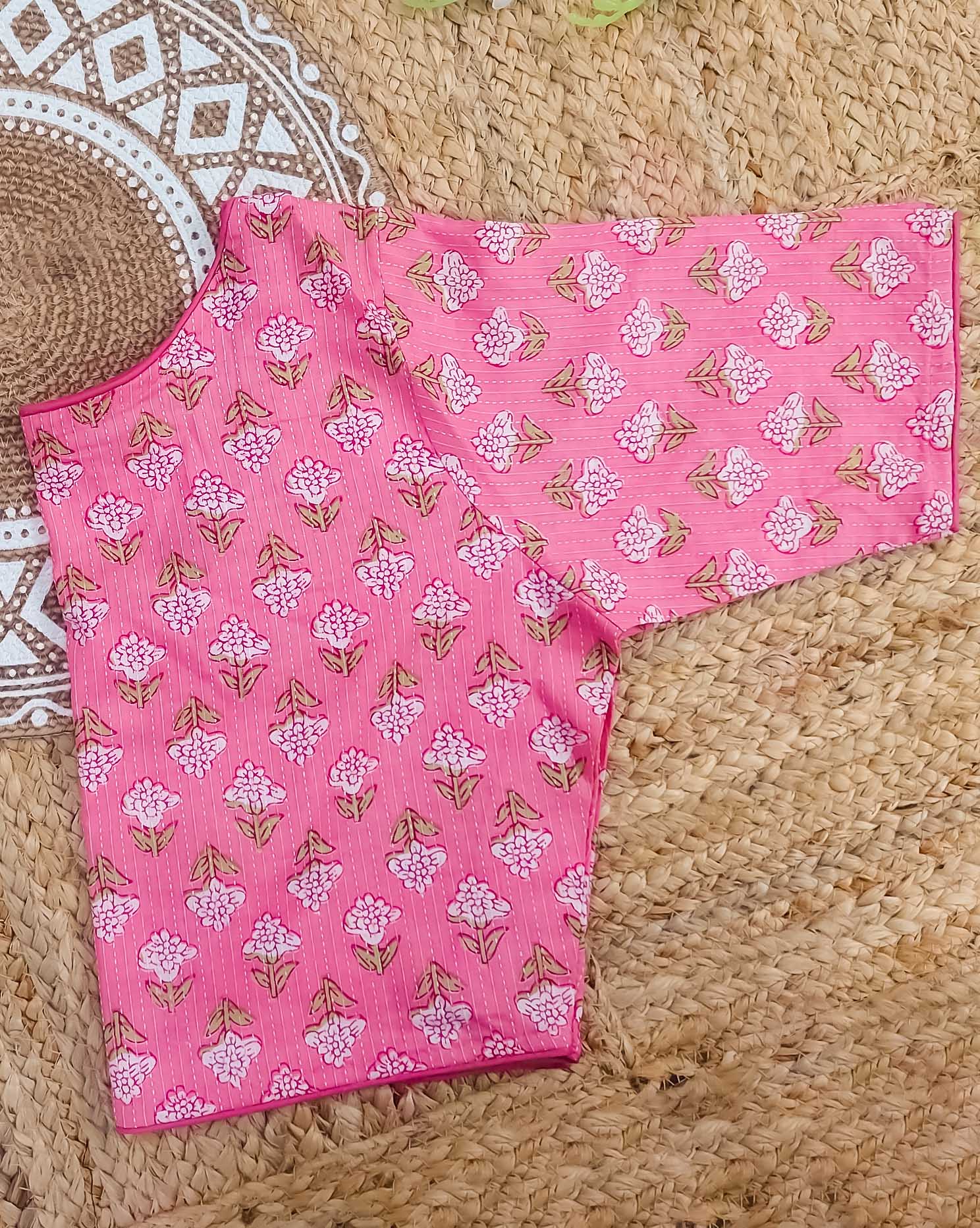 OODHA COMBO (KHRBNN4) - Premium Khadi Cotton Saree with Stitched Blouse