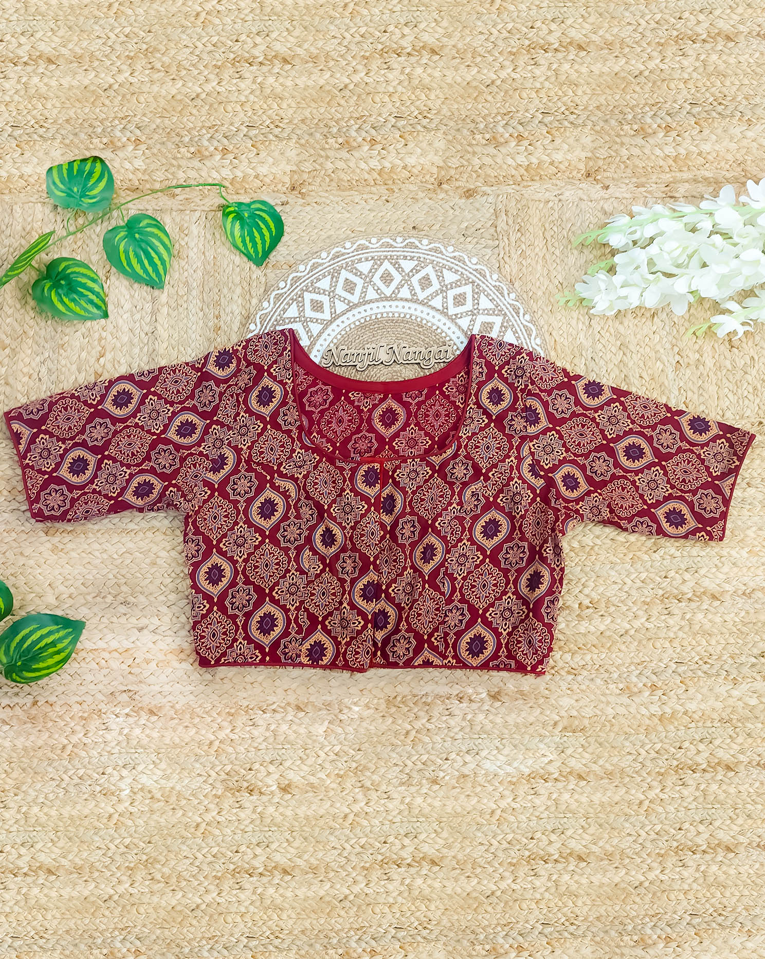 MARUDHANI COMBO (KHRBNN3) - Premium Khadi Cotton Saree with Stitched Blouse