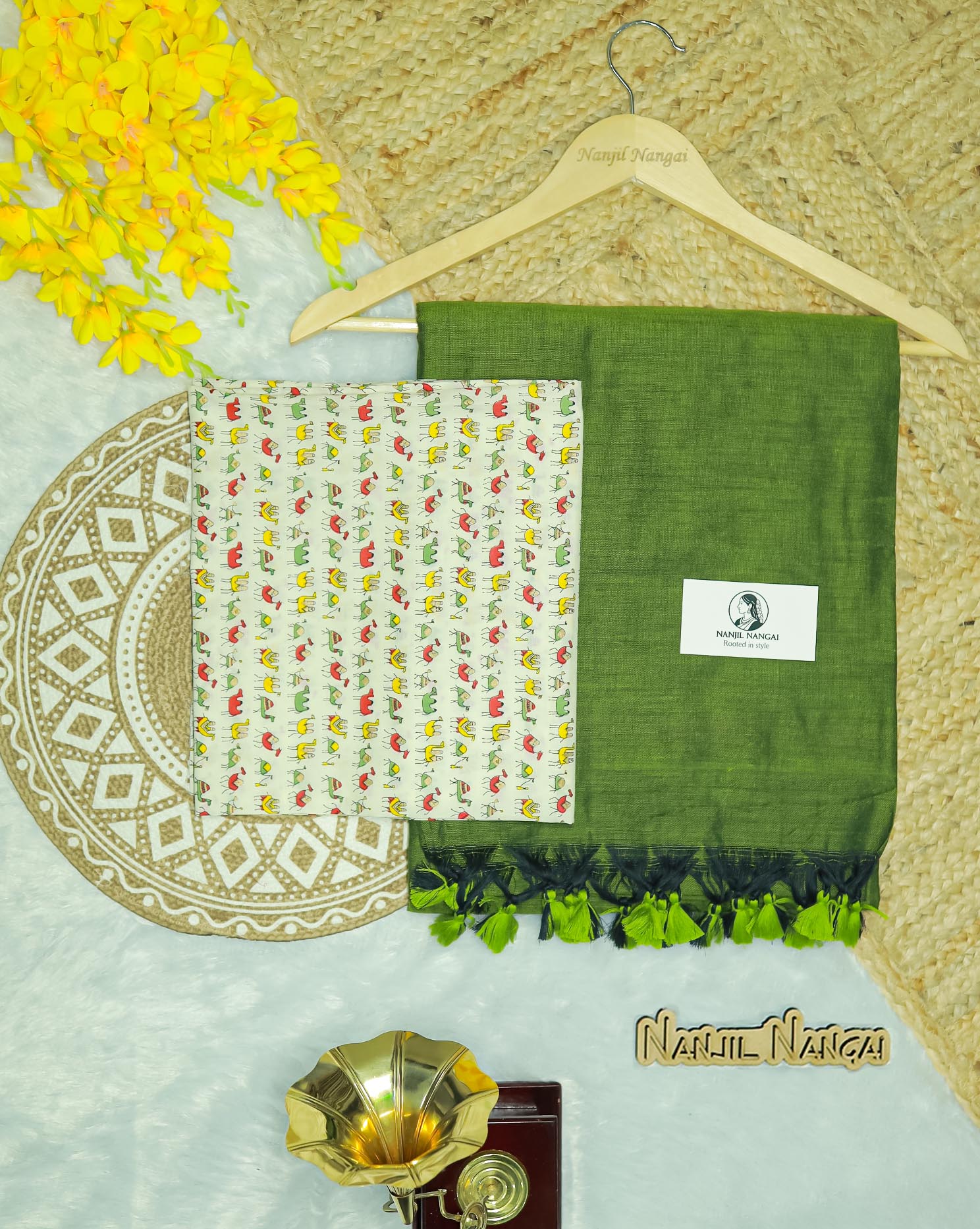 MARUDHANI COMBO (KHBBNN11) - Premium Khadi Saree with Unstitched blouse Material