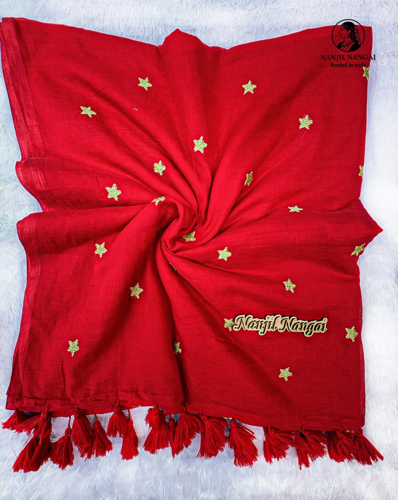 THAARINI — The Golden Star Glow - Mul cotton Saree - MULNN006