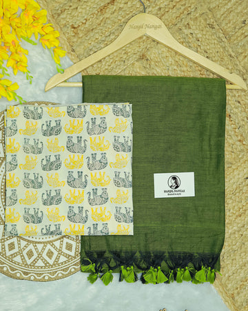 MARUDHANI COMBO (KHBBNN10) - Premium Khadi Saree with Unstitched blouse Material