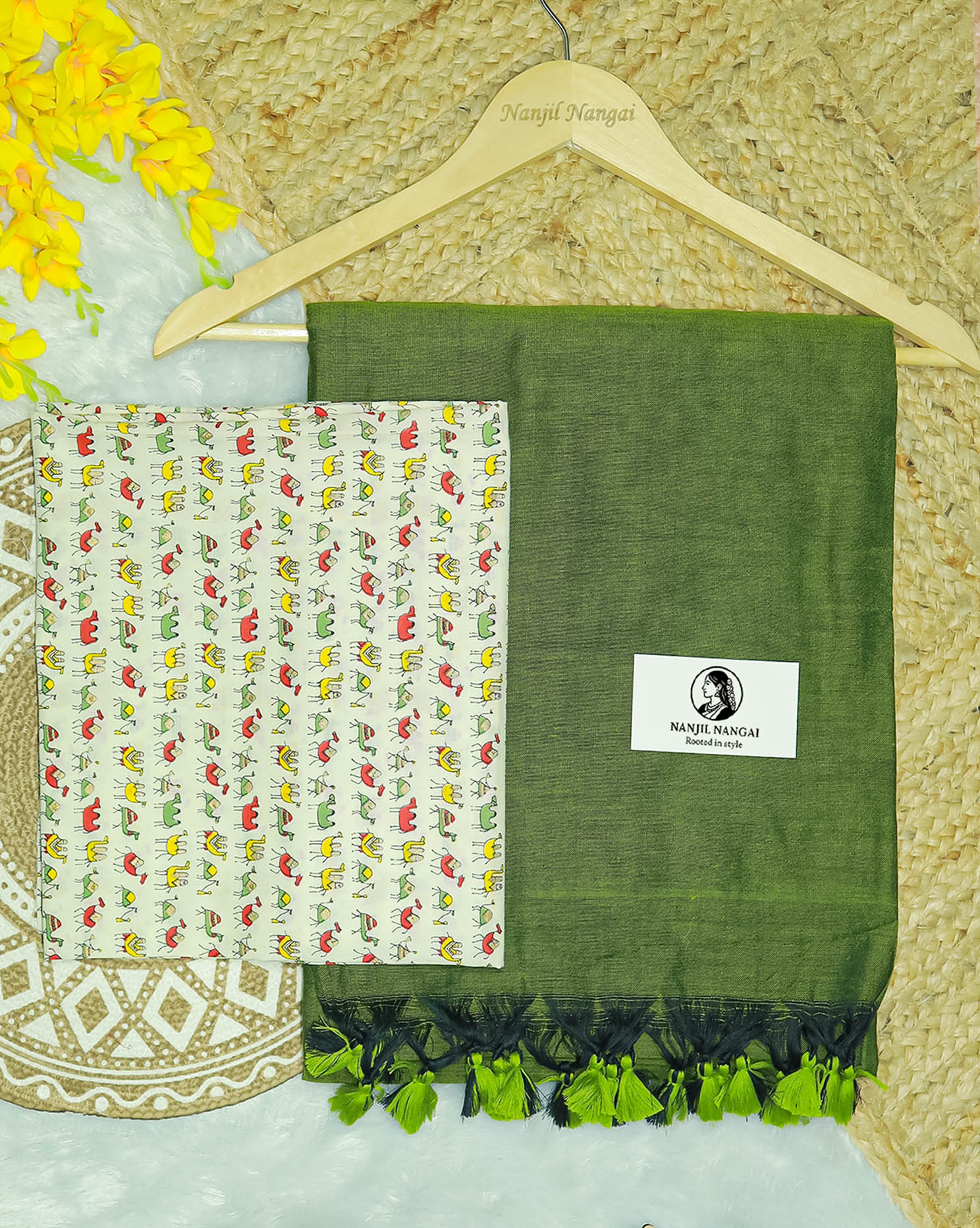 MARUDHANI COMBO (KHBBNN11) - Premium Khadi Saree with Unstitched blouse Material