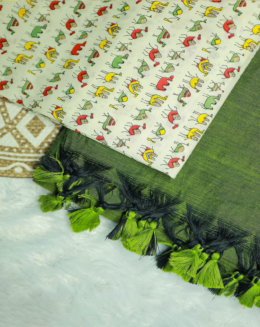 MARUDHANI COMBO (KHBBNN11) - Premium Khadi Saree with Unstitched blouse Material