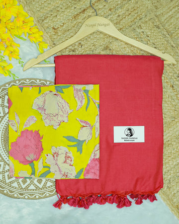 THAMARAI COMBO (KHBBNN17) - Premium Khadi Saree with Unstitched blouse Material