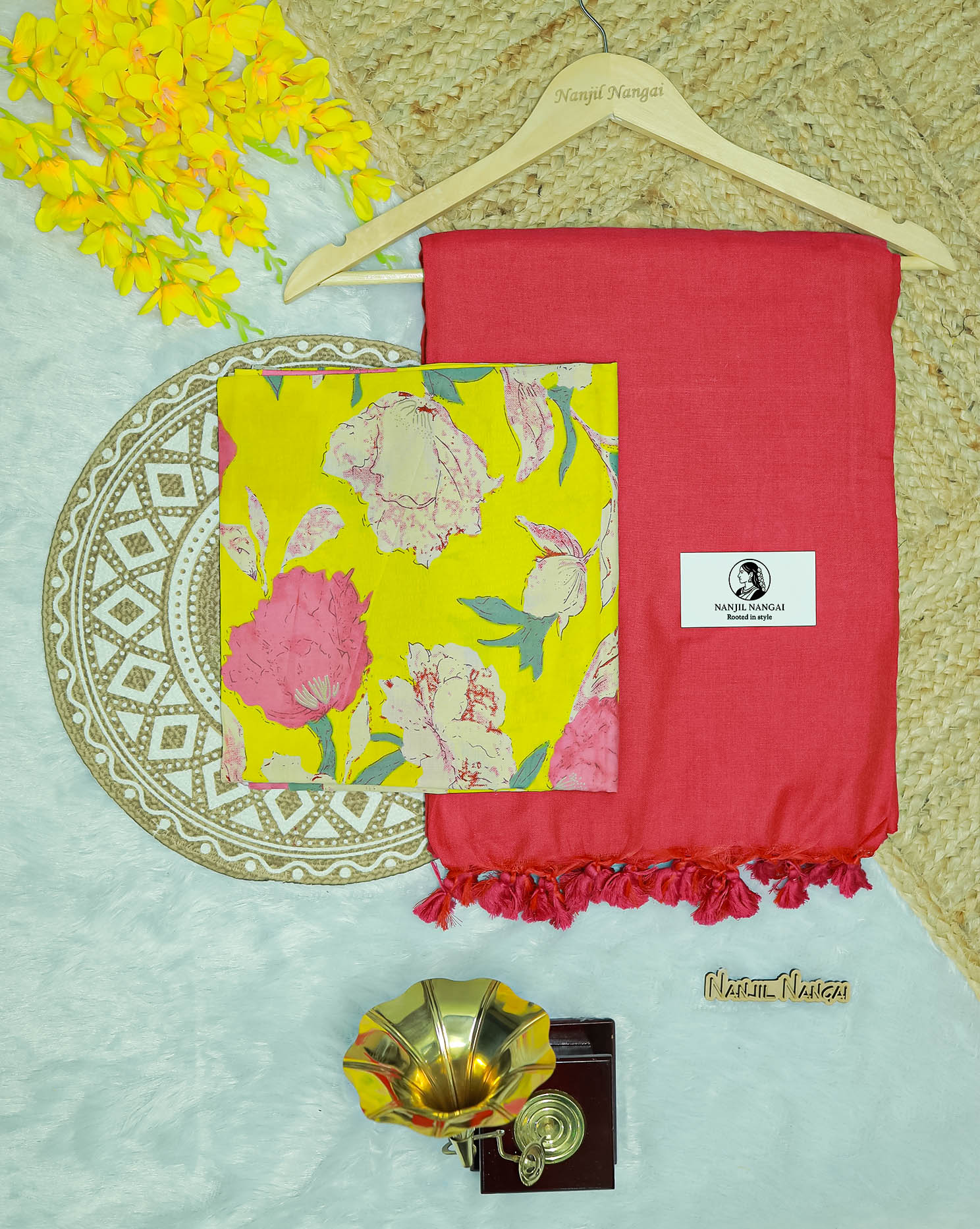 THAMARAI COMBO (KHBBNN17) - Premium Khadi Saree with Unstitched blouse Material