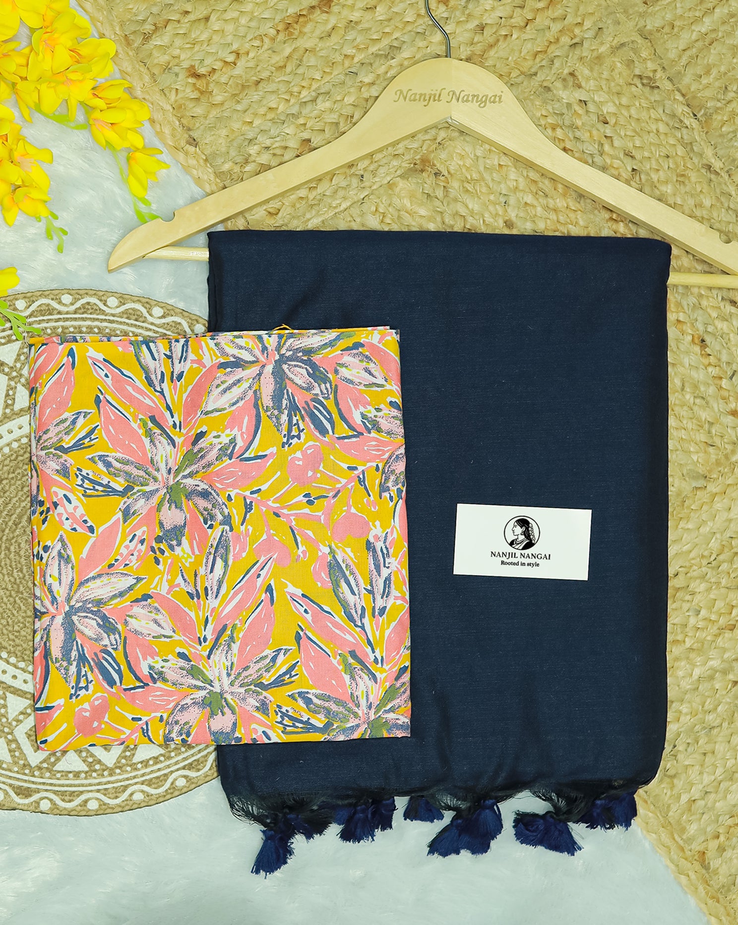 AALNEELAM COMBO (KHBBNN23) - Premium Khadi Saree with Unstitched blouse Material