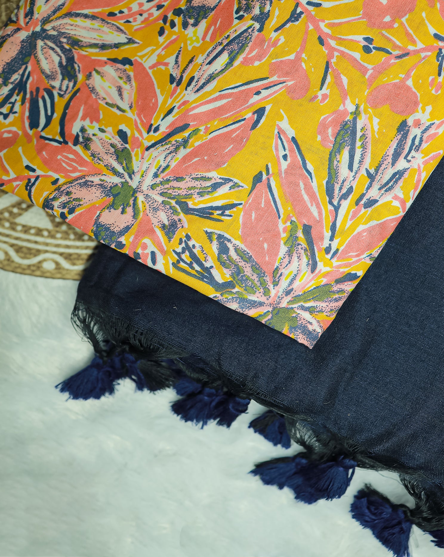 AALNEELAM COMBO (KHBBNN23) - Premium Khadi Saree with Unstitched blouse Material