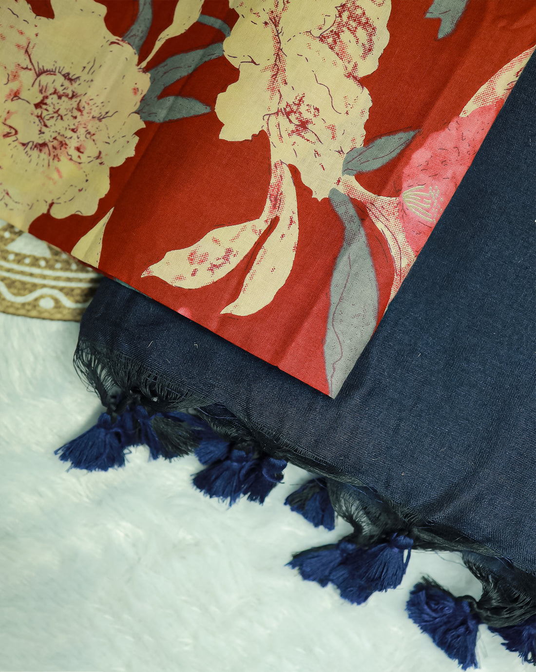 AALNEELAM COMBO (KHBBNN24) - Premium Khadi Saree with Unstitched blouse Material