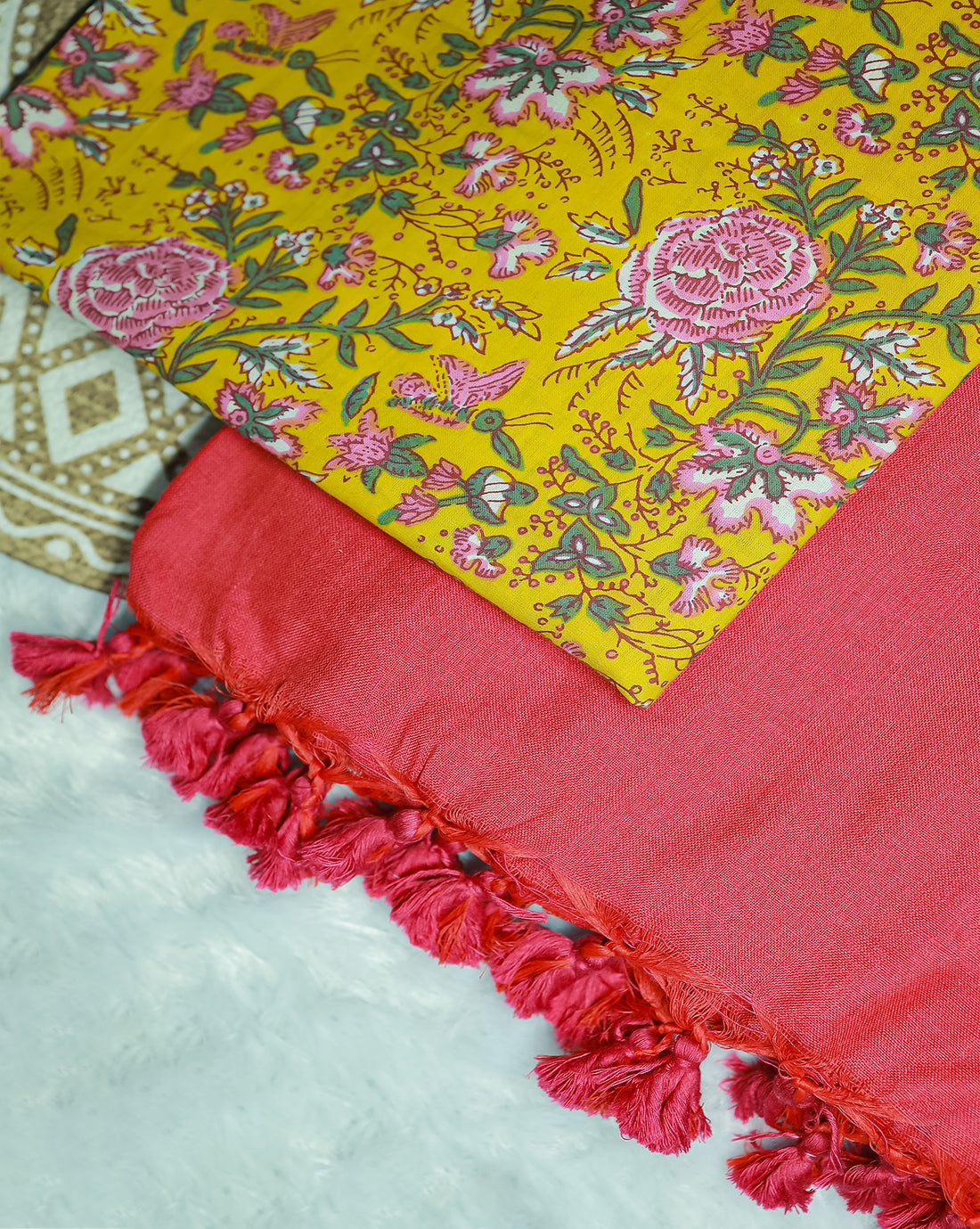 THAMARAI COMBO (KHBBNN25) - Premium Khadi Saree with Unstitched blouse Material