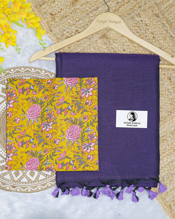 OODHA COMBO (KHBBNN26) - Premium Khadi Saree with Unstitched blouse Material