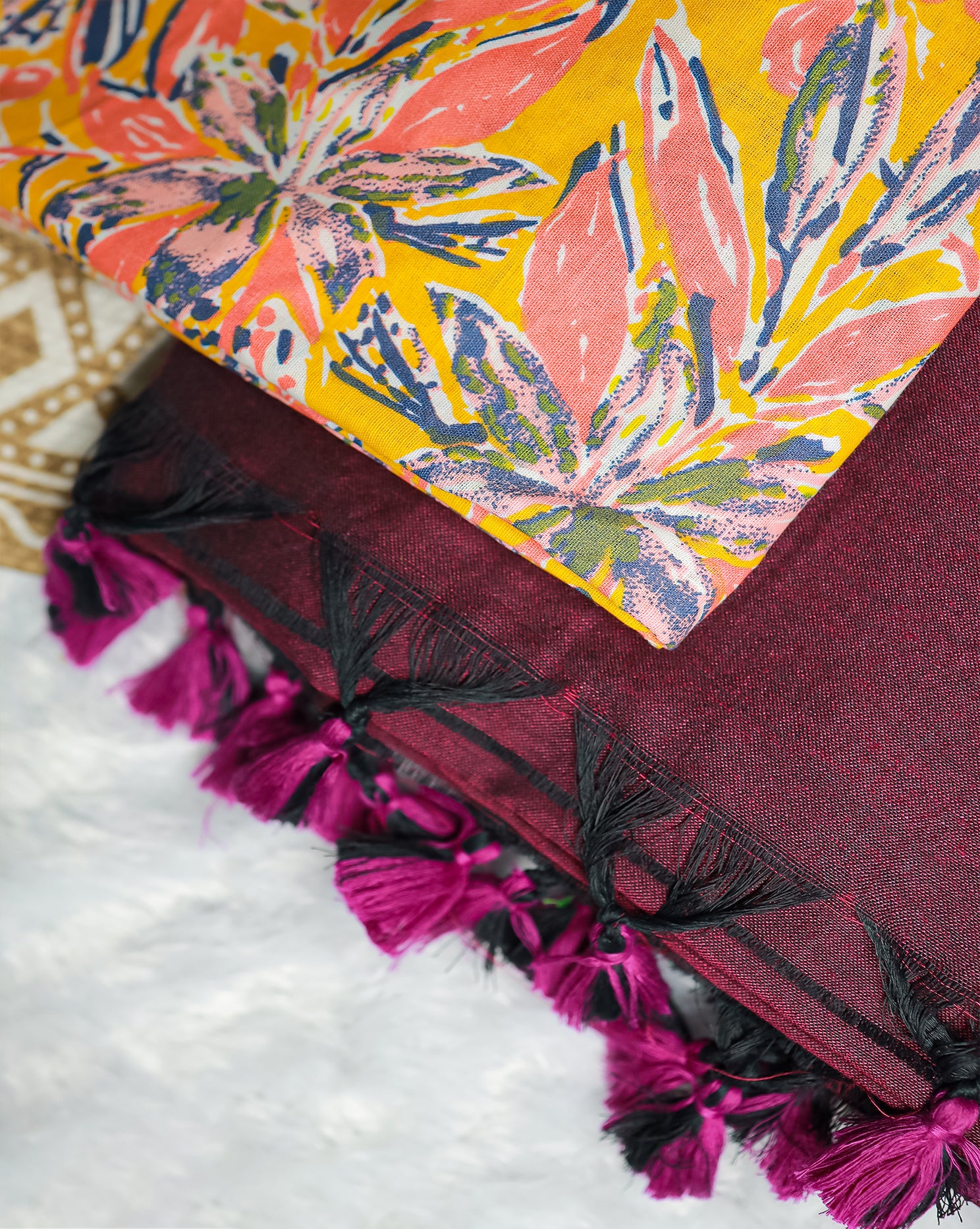 KURINJI COMBO (KHBBNN27) - Premium Khadi Saree with Unstitched blouse Material