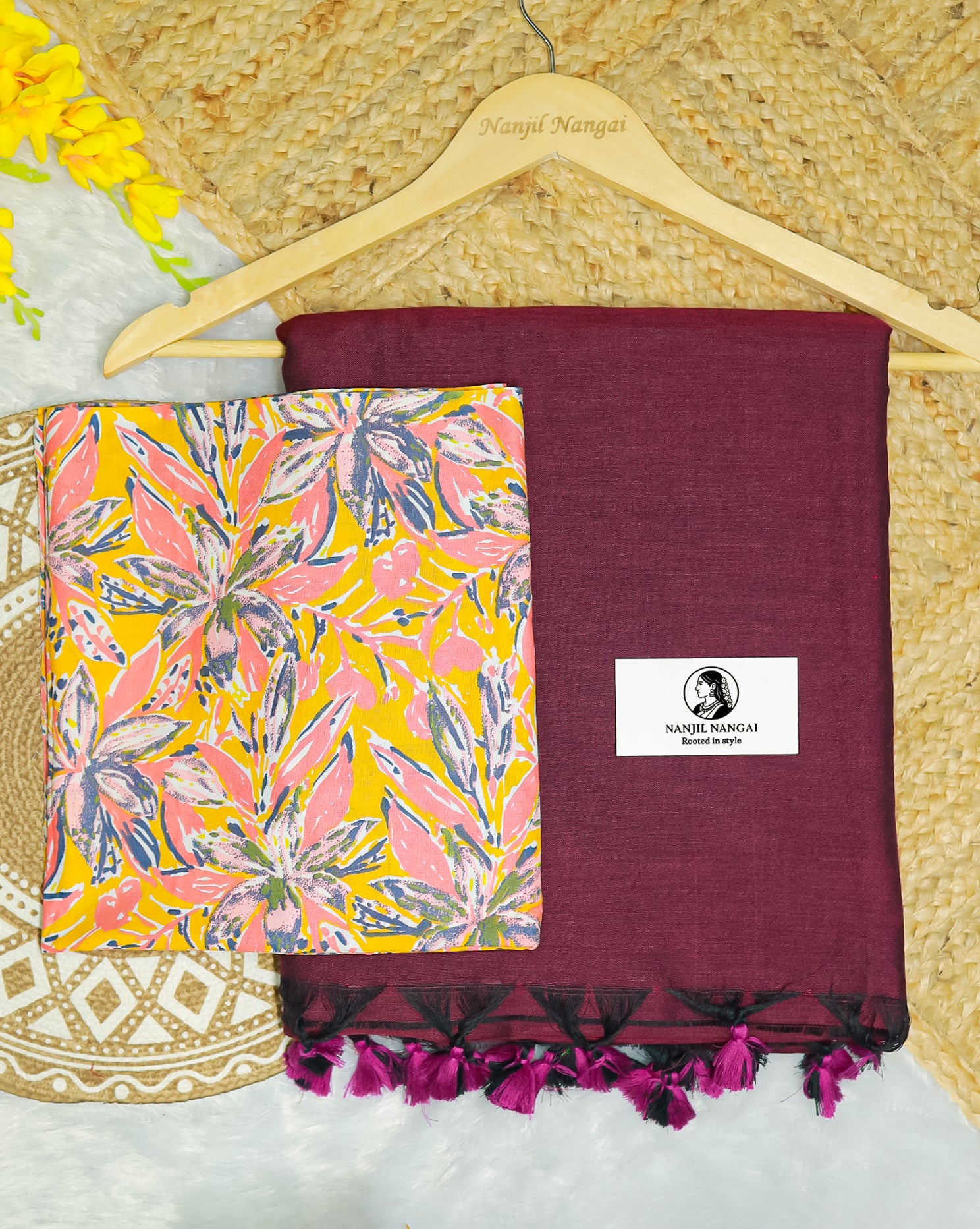 KURINJI COMBO (KHBBNN27) - Premium Khadi Saree with Unstitched blouse Material