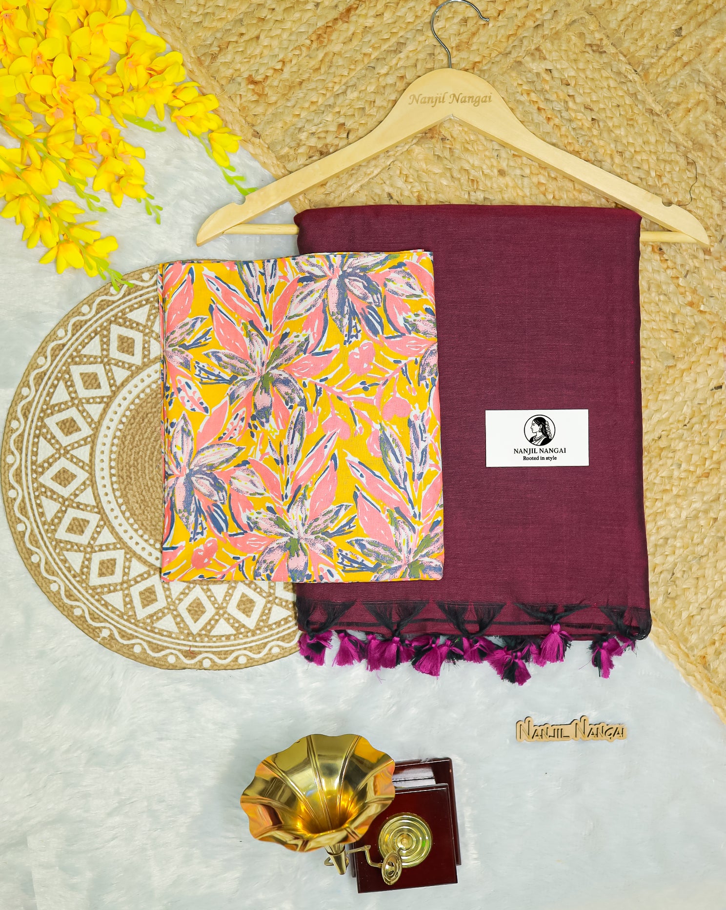 KURINJI COMBO (KHBBNN27) - Premium Khadi Saree with Unstitched blouse Material