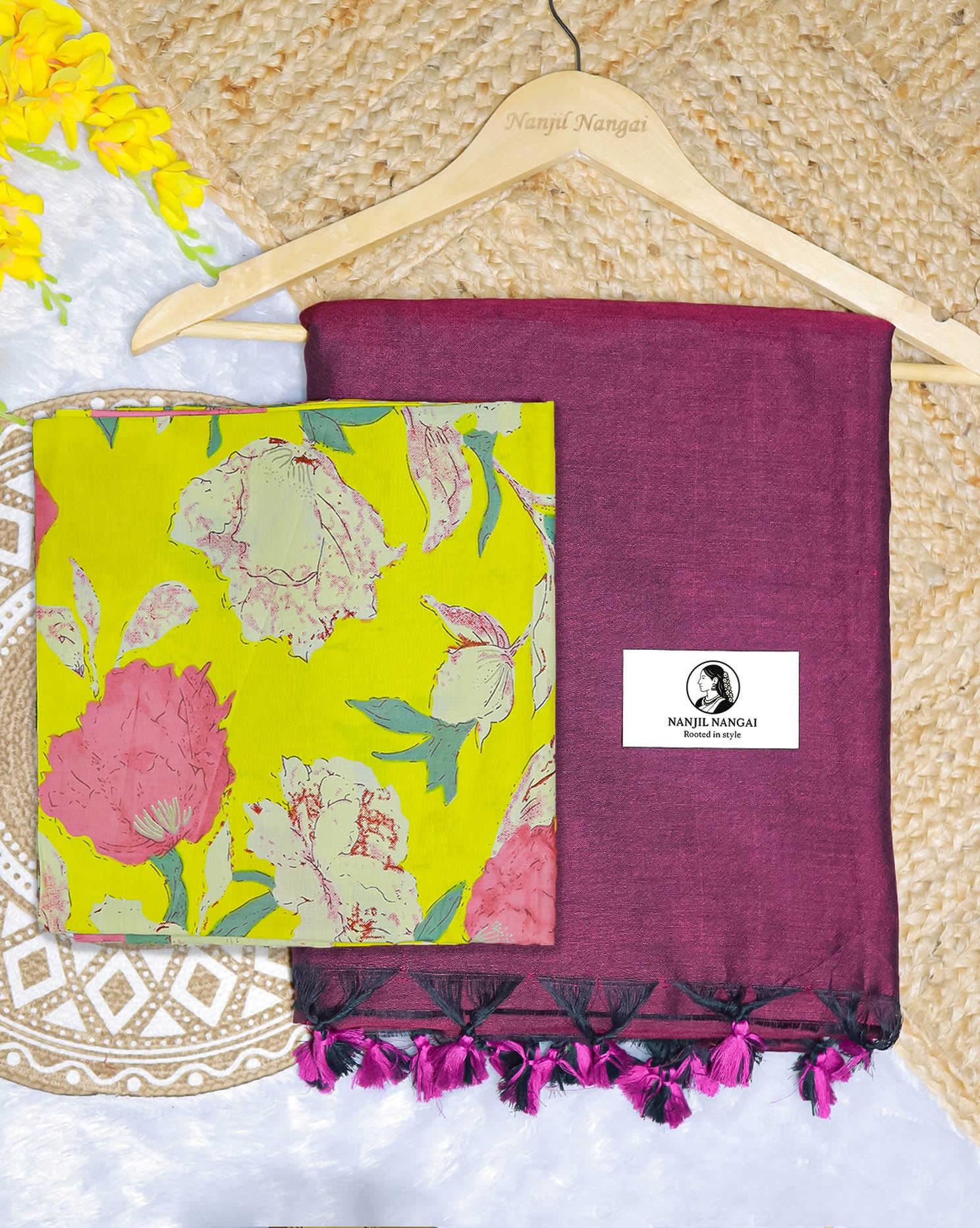 KURINJI COMBO (KHBBNN5) - Premium Khadi Saree with Unstitched blouse Material