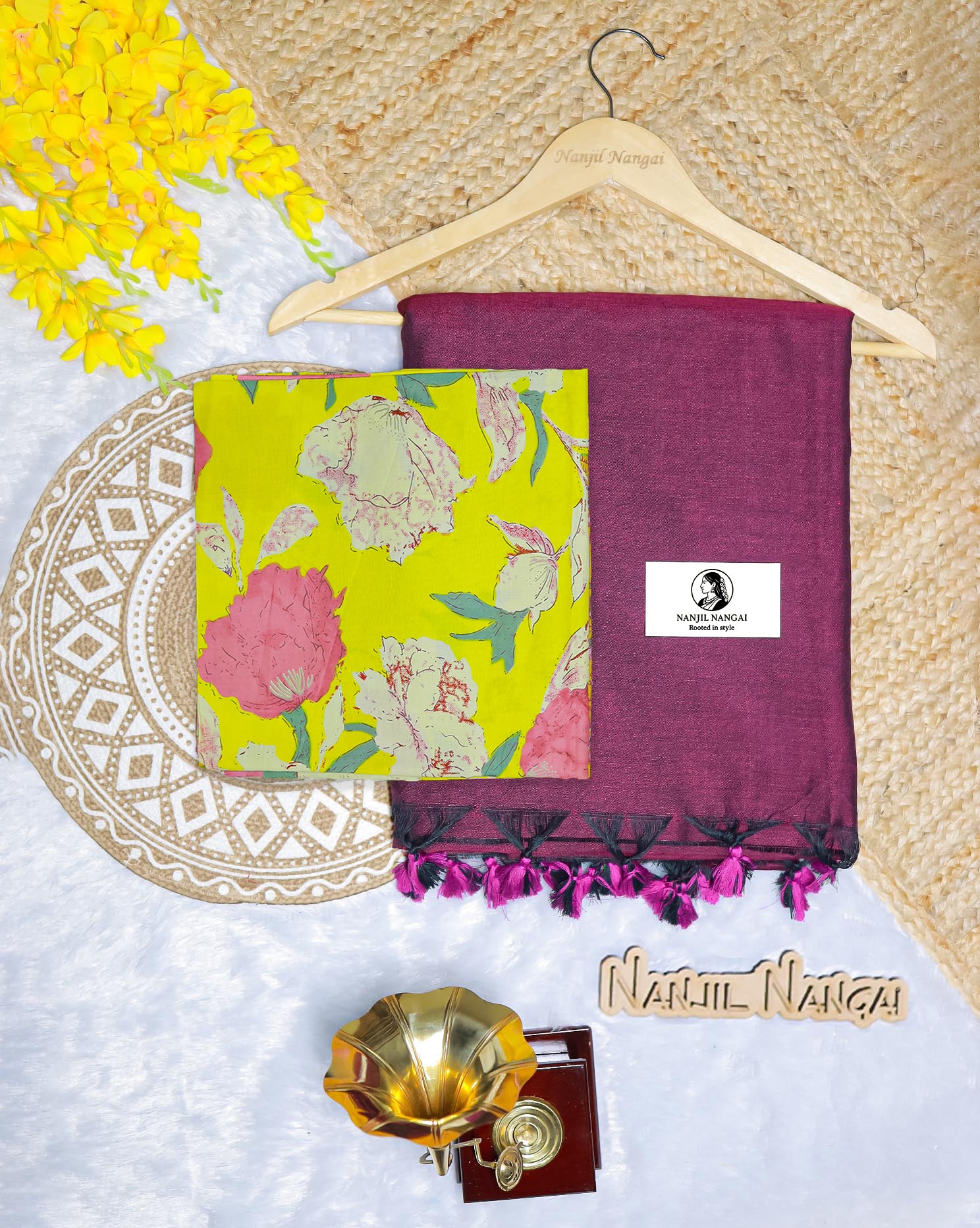 KURINJI COMBO (KHBBNN5) - Premium Khadi Saree with Unstitched blouse Material