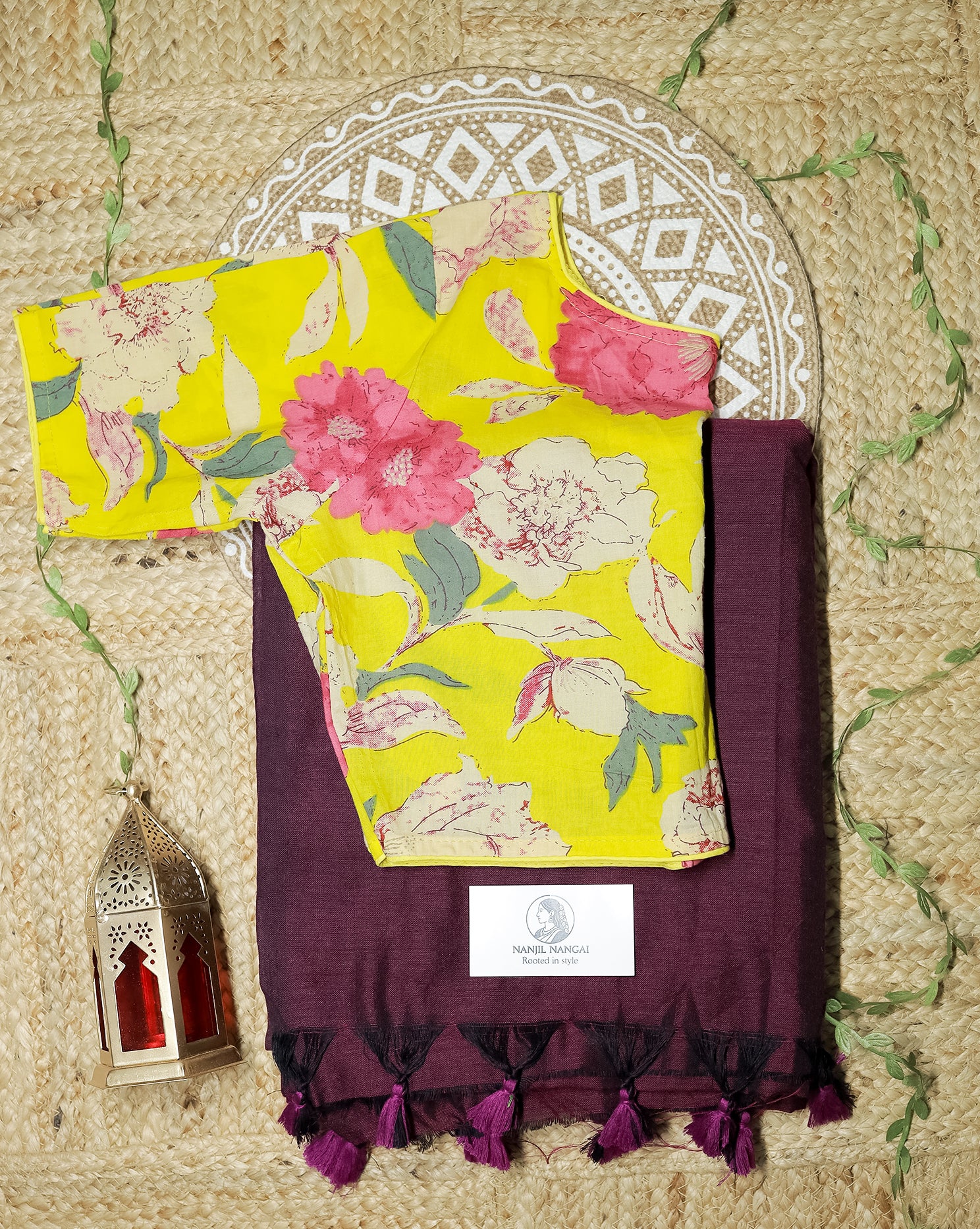 KURINJI COMBO (KHRBNN11) - Premium Khadi Cotton Saree with Stitched Blouse