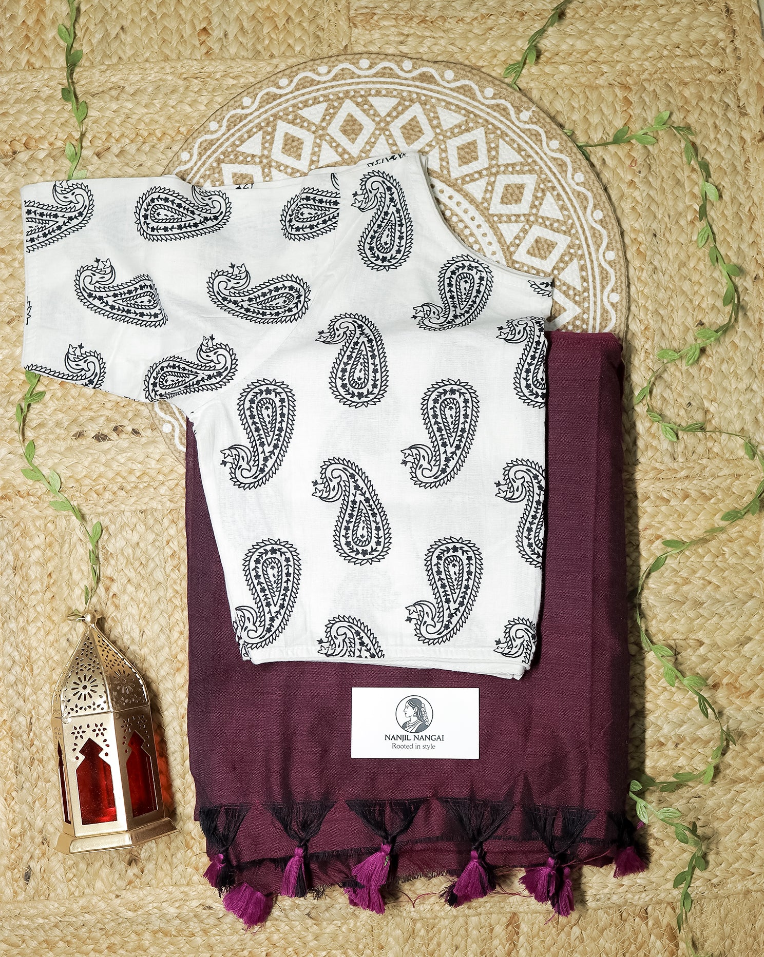 KURINJI COMBO (KHRBNN12) - Premium Khadi Cotton Saree with Stitched Blouse