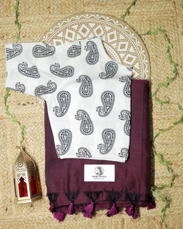 KURINJI COMBO (KHRBNN12) - Premium Khadi Cotton Saree with Stitched Blouse