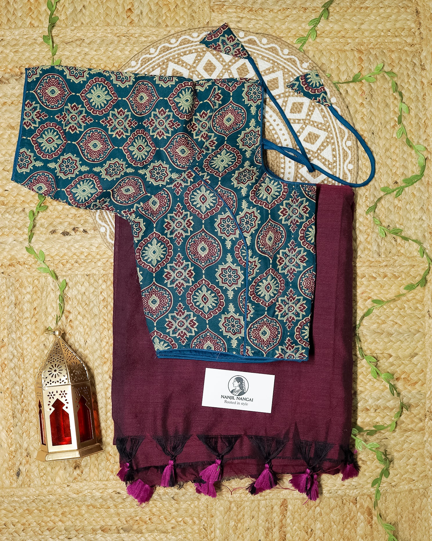 KURINJI COMBO (KHRBNN14) - Premium Khadi Cotton Saree with Stitched Blouse
