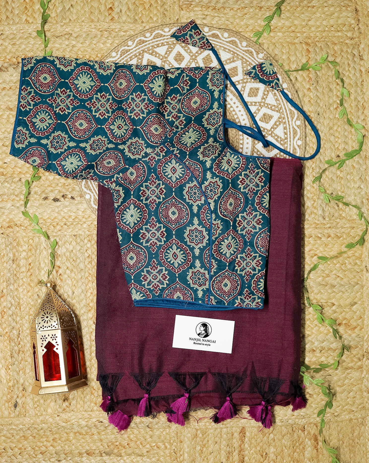 KURINJI COMBO (KHRBNN14) - Premium Khadi Cotton Saree with Stitched Blouse