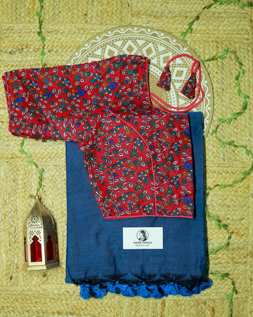 NEELAM COMBO (KHRBNN16) - Premium Khadi Cotton Saree with Stitched Blouse