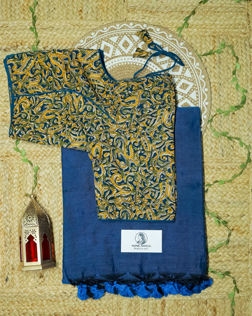 NEELAM COMBO (KHRBNN17) - Premium Khadi Cotton Saree with Stitched Blouse