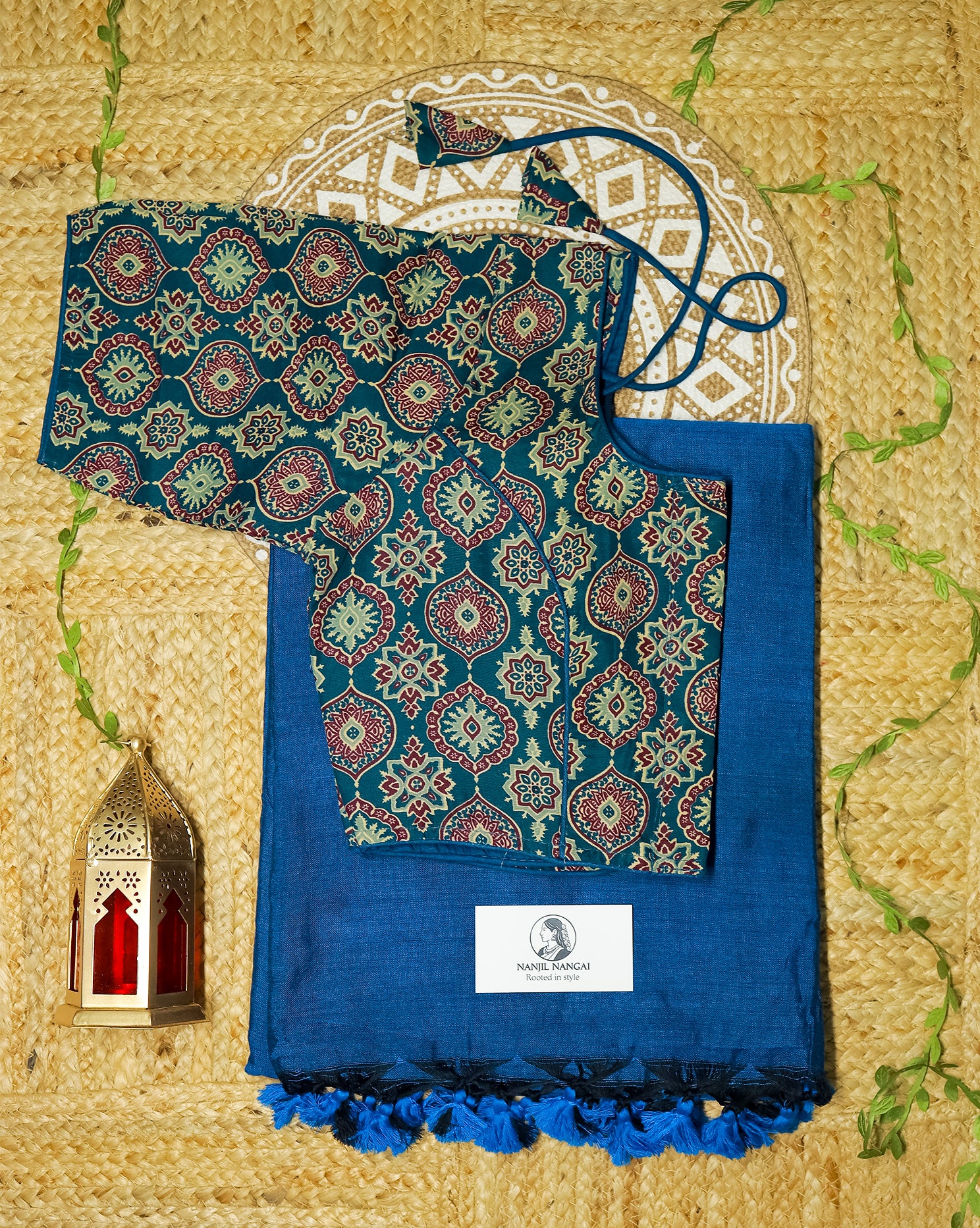 NEELAM COMBO (KHRBNN18) - Premium Khadi Cotton Saree with Stitched Blouse