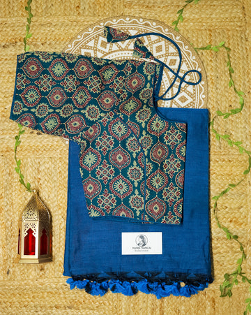 NEELAM COMBO (KHRBNN18) - Premium Khadi Cotton Saree with Stitched Blouse