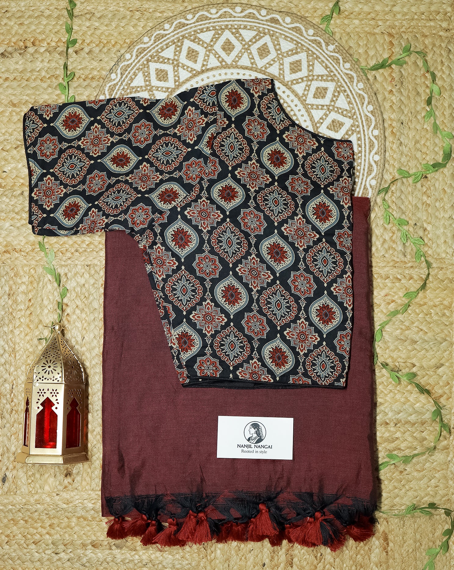 AALAM COMBO (KHRBNN23) - Premium Khadi Cotton Saree with Stitched Blouse