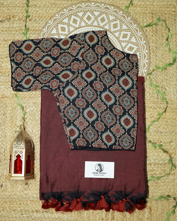 AALAM COMBO (KHRBNN23) - Premium Khadi Cotton Saree with Stitched Blouse