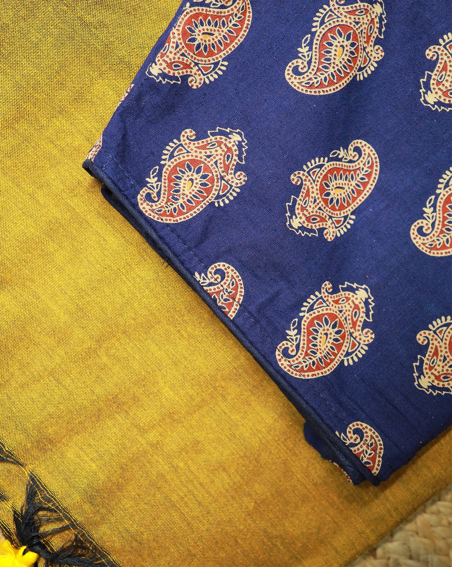 MANJAL COMBO (KHRBNN25) - Premium Khadi Cotton Saree with Stitched Blouse