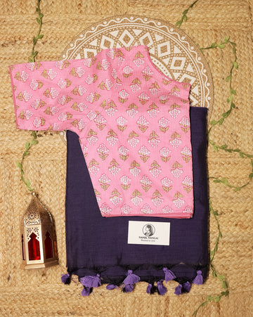 OODHA COMBO (KHRBNN4) - Premium Khadi Cotton Saree with Stitched Blouse