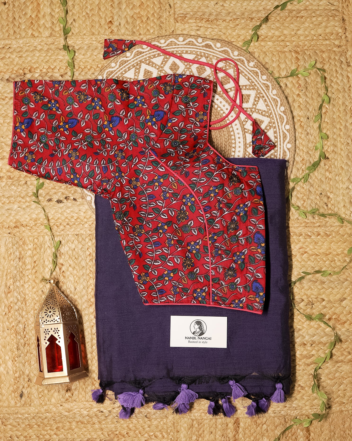 OODHA COMBO (KHRBNN5) - Premium Khadi Cotton Saree with Stitched Blouse