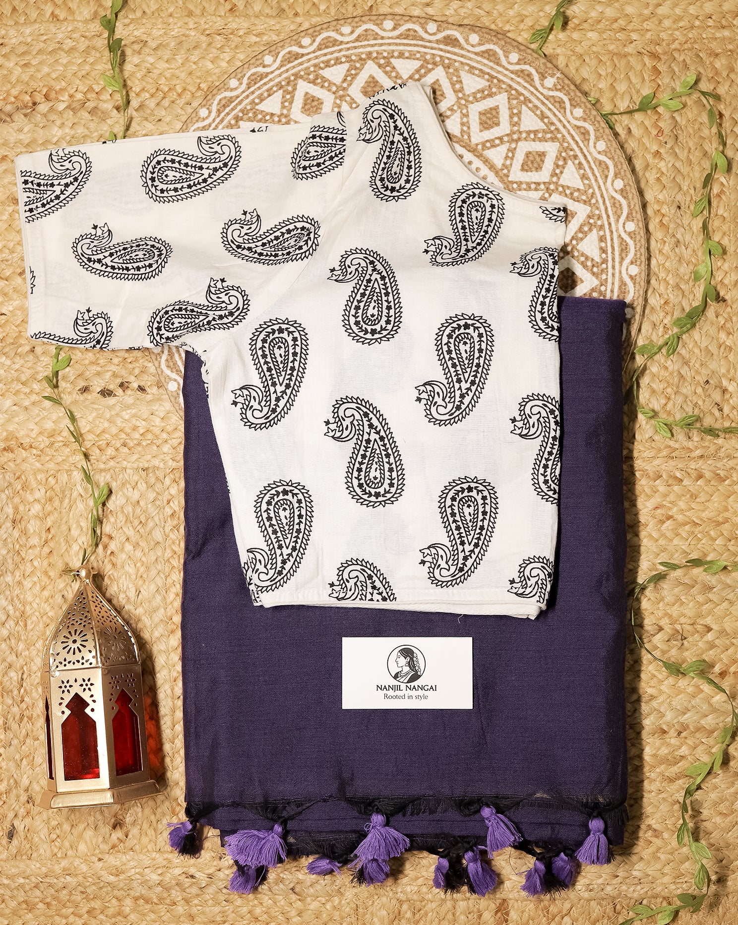 OODHA COMBO (KHRBNN6) - Premium Khadi Cotton Saree with Stitched Blouse