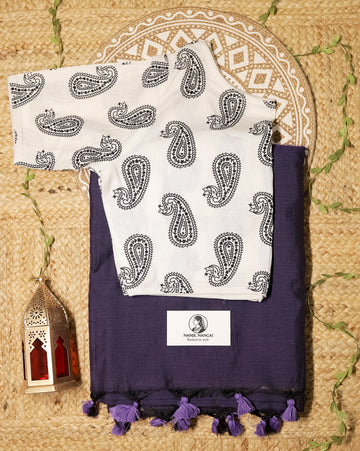 OODHA COMBO (KHRBNN6) - Premium Khadi Cotton Saree with Stitched Blouse