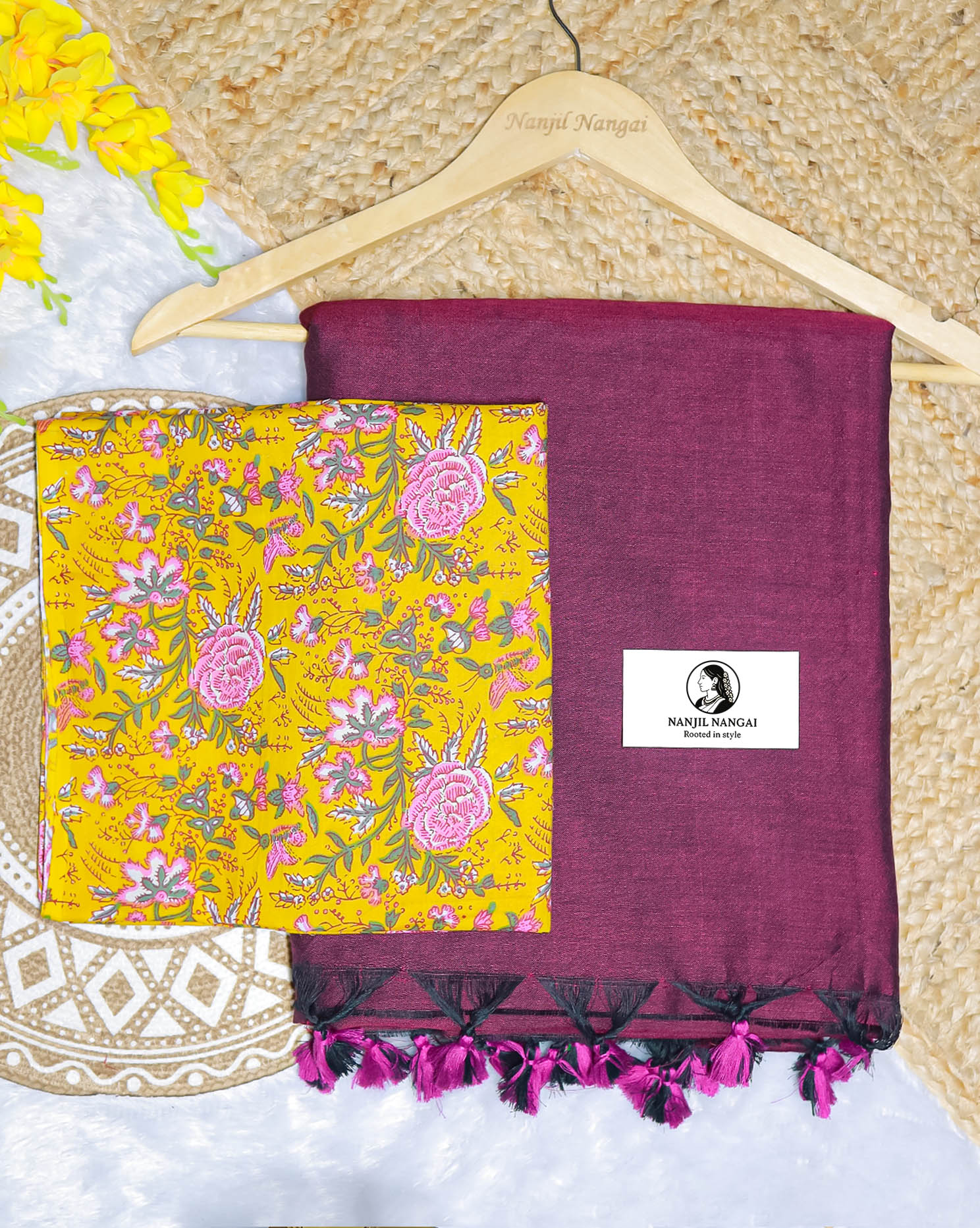 KURINJI COMBO (KHBBNN4) - Premium Khadi Saree with Unstitched blouse Material