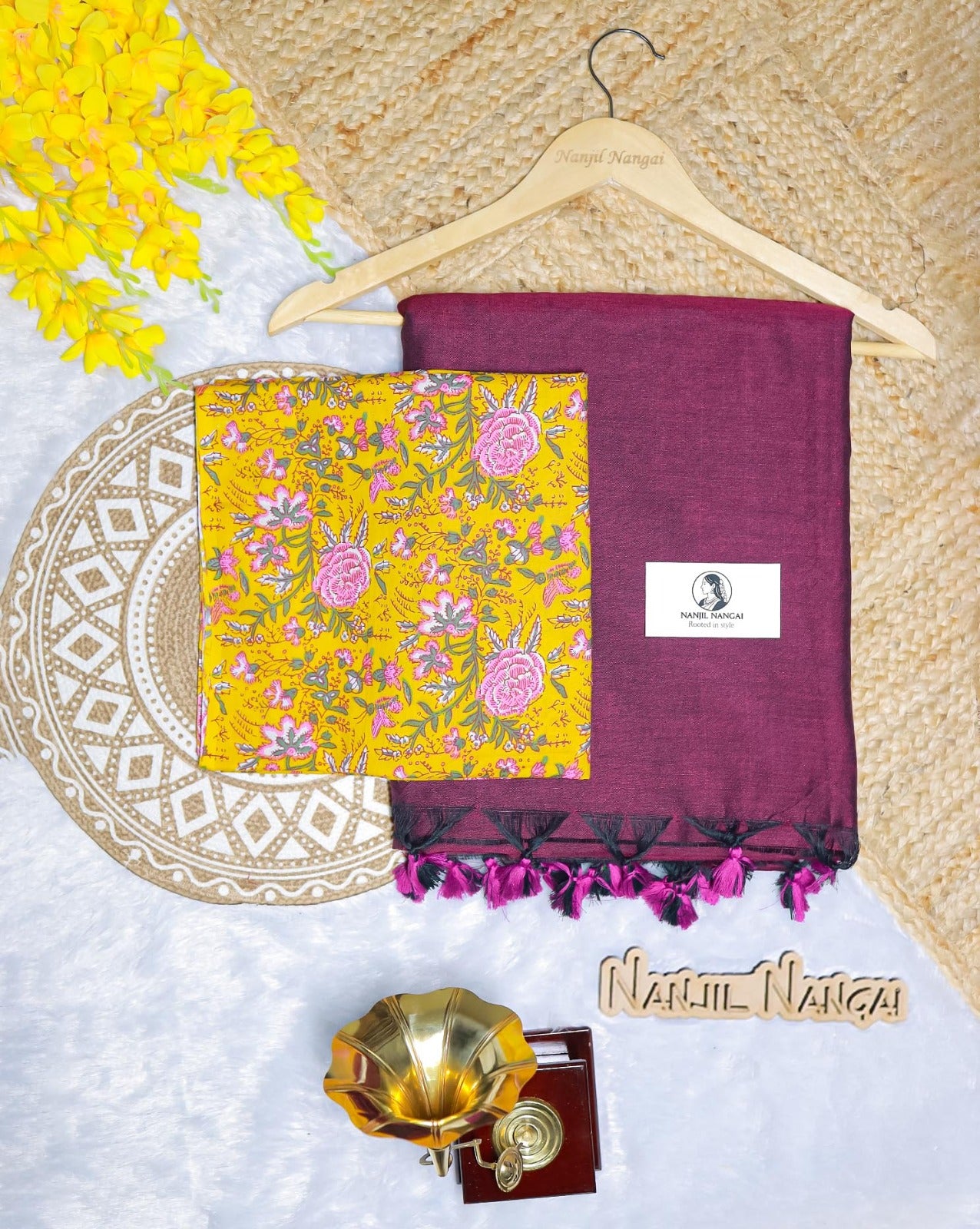 KURINJI COMBO (KHBBNN4) - Premium Khadi Saree with Unstitched blouse Material