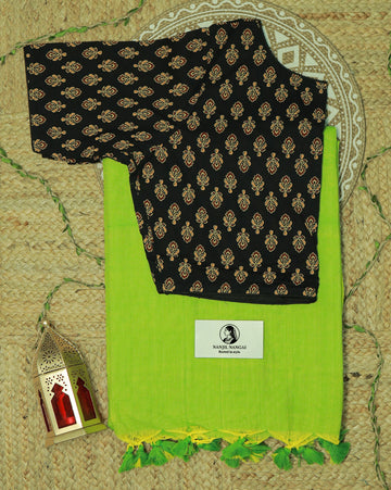 THALIR  COMBO (KHRBNN34) - Premium Khadi Cotton Saree with Stitched Blouse