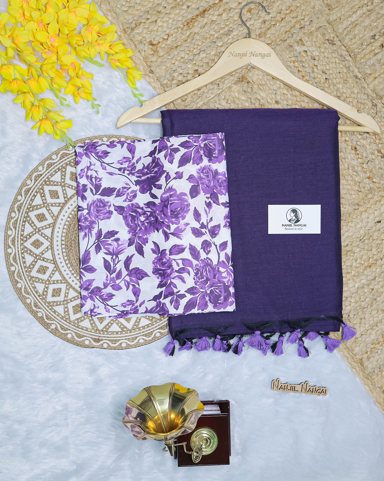 OODHA COMBO (KHBBNN6) - Premium Khadi Saree with Unstitched blouse Material