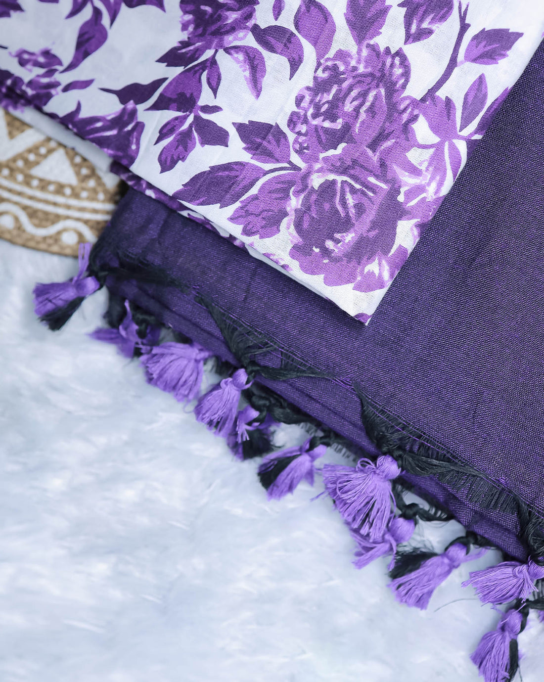 OODHA COMBO (KHBBNN6) - Premium Khadi Saree with Unstitched blouse Material