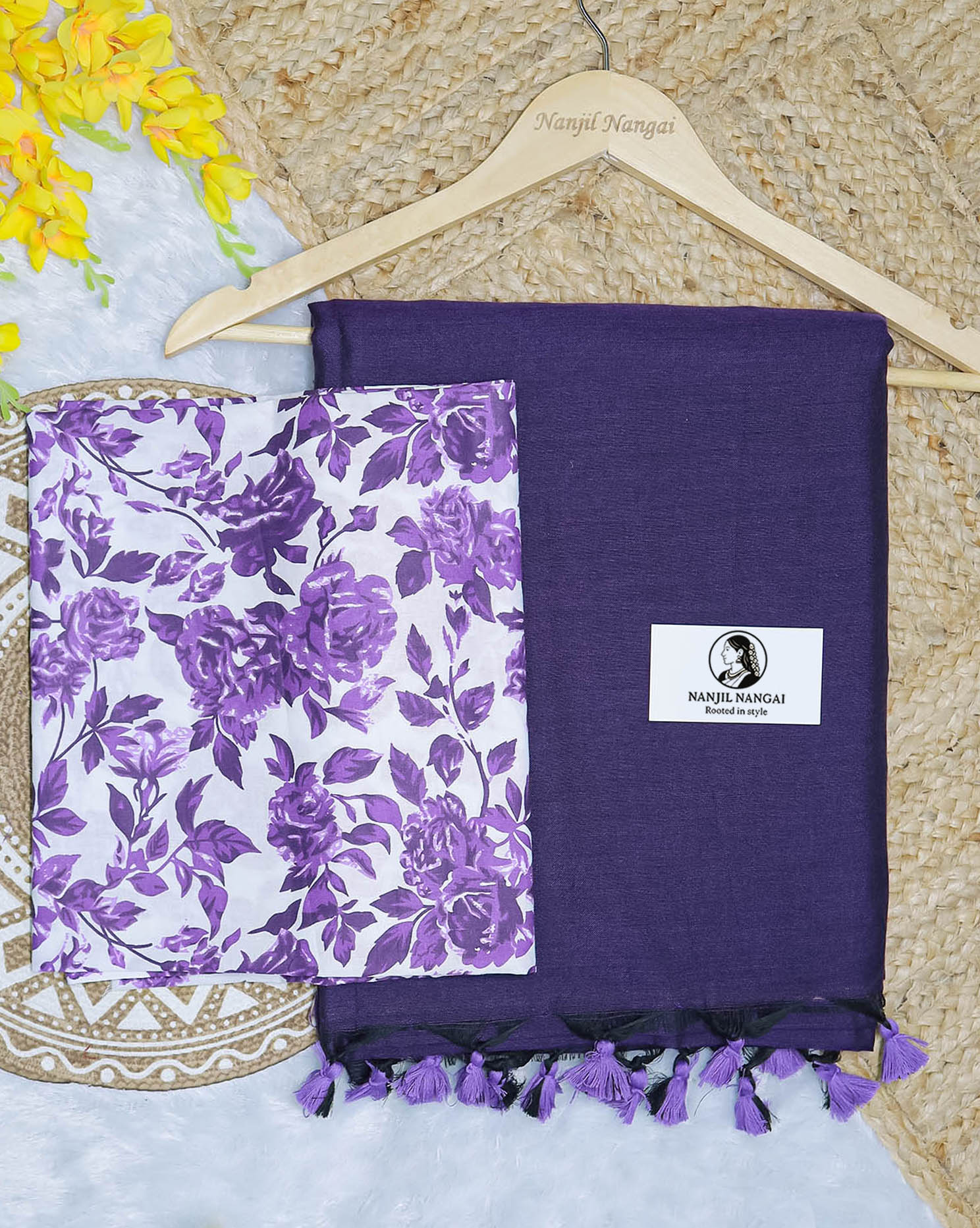 OODHA COMBO (KHBBNN6) - Premium Khadi Saree with Unstitched blouse Material